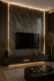Marble Bathroom Wall Panels - Gold & Black Marble - 240 x 60