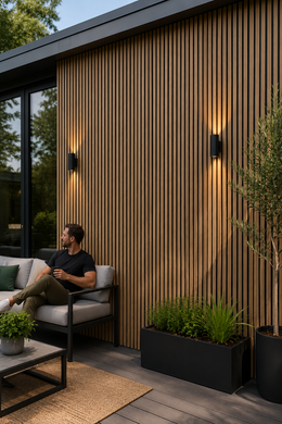 Linear Weatherproof Composite Outdoor Wall Panels - Oak - 240 x 16 (Pack of 12)