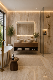 Marble Bathroom Wall Panels - Cream Marble - 240 x 60