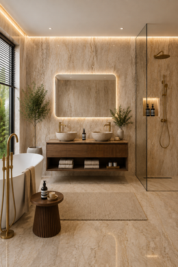Marble Bathroom Wall Panels - Cream Marble - 240 x 60