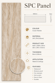 Marble Bathroom Wall Panels - Cream Marble - 240 x 60