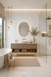 Marble Bathroom Wall Panels - White Marble - 240 x 60