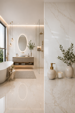 Marble Bathroom Wall Panels - White Marble - 240 x 60