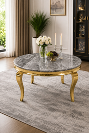 Lewis Gold Round Marble Dining Table – 130cm