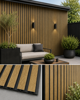 Linear Weatherproof Composite Outdoor Wall Panels - Dark Oak - 240 x 16 (Pack of 12)