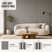 Slatted MDF Acoustic Wall Panels - Light Grey - 240 x 60