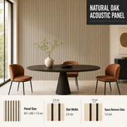 Slatted MDF Acoustic Wall Panels - Nature Oak / Light Oak - 240 x 60cm