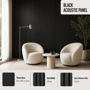 Slatted MDF Acoustic Wall Panels - Black - 240 x 60