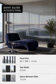 Mirror Finish Acoustic Wall Panels - Shiny Silver - 240 x 60