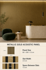 Metallic Acoustic Wall Panels - Gold - 240 x 60