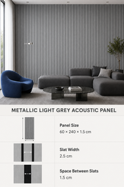 Metallic Acoustic Wall Panels - Light Grey - 240 x 60