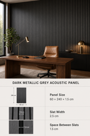 Metallic Acoustic Wall Panels - Dark Grey - 240 x 60