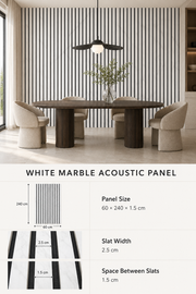 Marble Acoustic Wall Panels - White Marble - 240 x 60