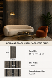 Marble Acoustic Wall Panels - Gold & Black - 240 x 60