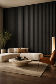 Slatted MDF Acoustic Wall Panels - Black - 240 x 60