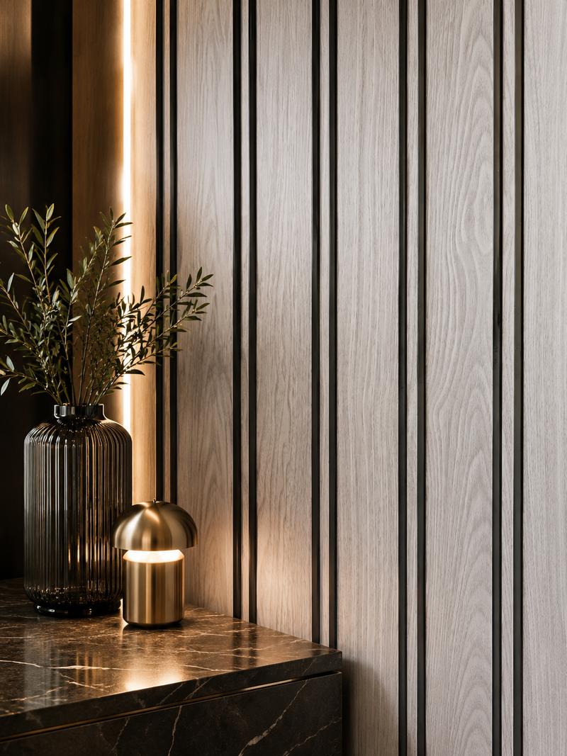Wide  Slat Black Groove PVC Waterproof Wall Panels