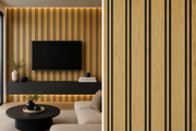 Wide Slat Black Groove PVC Waterproof Wall Panels - Oak - 240 x 30 (Pack of 8)