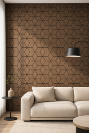 Hexagon Acoustic Wall Panels - Walnut - 240 x 60
