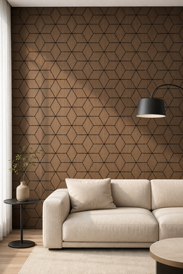 Hexagon Acoustic Wall Panels - Walnut - 240 x 60