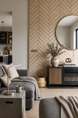 Herringbone Acoustic Wall Panels - Shadow Oak / Dark Oak - 240 x 60