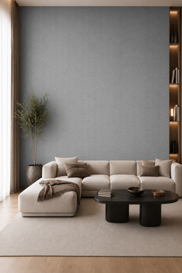 Herringbone Acoustic Wall Panels - Grey - 240 x 60