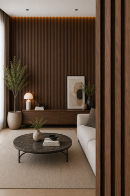 280cm Tall Acoustic Wall Panels - Walnut - 280 x 60