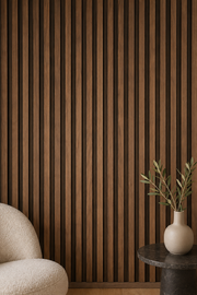 280cm Tall Acoustic Wall Panels - Walnut - 280 x 60