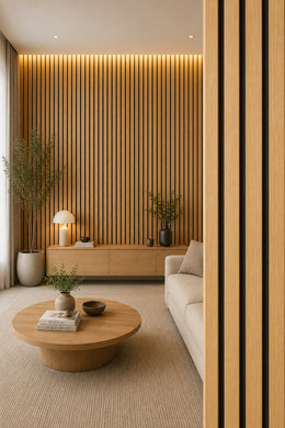 280cm Tall Acoustic Wall Panels - Oak - 280 x 60