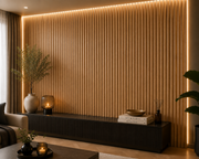 Premium Fluted Waterproof Wall Panels - Oak - 240 x 15 (Pack of 12)