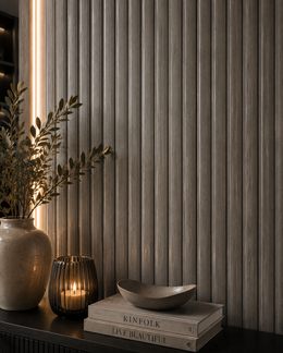 Premium Fluted Waterproof Wall Panels - Grey - 240 x 15 (Pack of 12)