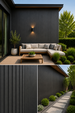 Premium Outdoor Wall Panels - Black - 180cm / 290cm (Pack of 6)