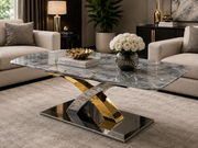 SG-Lucy Marble Coffee Table – Gold & Silver Cross Base – 120 x 60 x 45cm