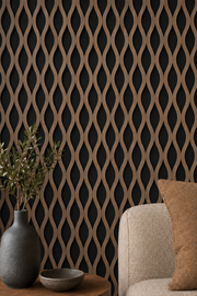 Wavy Acoustic Wall Panels - Walnut - 240 x 60