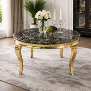 Lewis Gold Round Marble Dining Table – 130cm