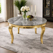 Lewis Gold Round Marble Dining Table – 130cm