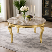 Lewis Gold Round Marble Dining Table – 130cm