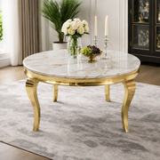 Lewis Gold Round Marble Dining Table – 130cm