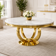 Chelsea Gold Round Marble Dining Table – 130cm