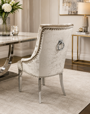 Jessica Chair – Ring Knocker – Chrome Legs – 55 x 55 x 95cm