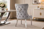 Lewis Chair – Lion Knocker – Chrome Legs – 65 x 52 x 94cm