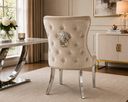 Lewis Chair – Lion Knocker – Chrome Legs – 65 x 52 x 94cm