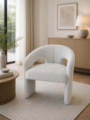Oslo Bouclé Chair – Green / Light Grey / Off-White – 63 x 56 x 77cm