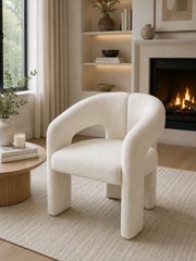 Oslo Bouclé Chair – Green / Light Grey / Off-White – 63 x 56 x 77cm
