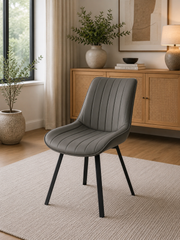 Roco 360° PU Dining Chair – Black Legs – 54 x 58 x 86cm