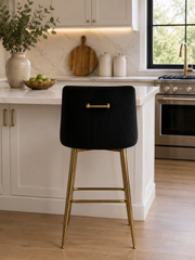 G-Milan Bar Stool – Gold Legs – Ribbed Velvet – 49 x 55 x 97cm