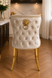 G-Lewis Chair – Lion Knocker – Gold Legs – 65 x 52 x 94cm
