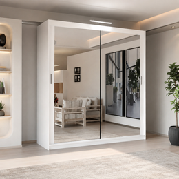 Chicago Sliding Mirror Wardrobe – 90cm, 120cm, 150cm, 180cm & 203cm