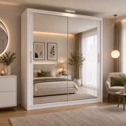 Chicago Sliding Mirror Wardrobe – 90cm, 120cm, 150cm, 180cm & 203cm