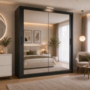 Chicago Sliding Mirror Wardrobe – 90cm, 120cm, 150cm, 180cm & 203cm