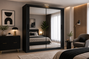 Chicago Sliding Mirror Wardrobe – 90cm, 120cm, 150cm, 180cm & 203cm